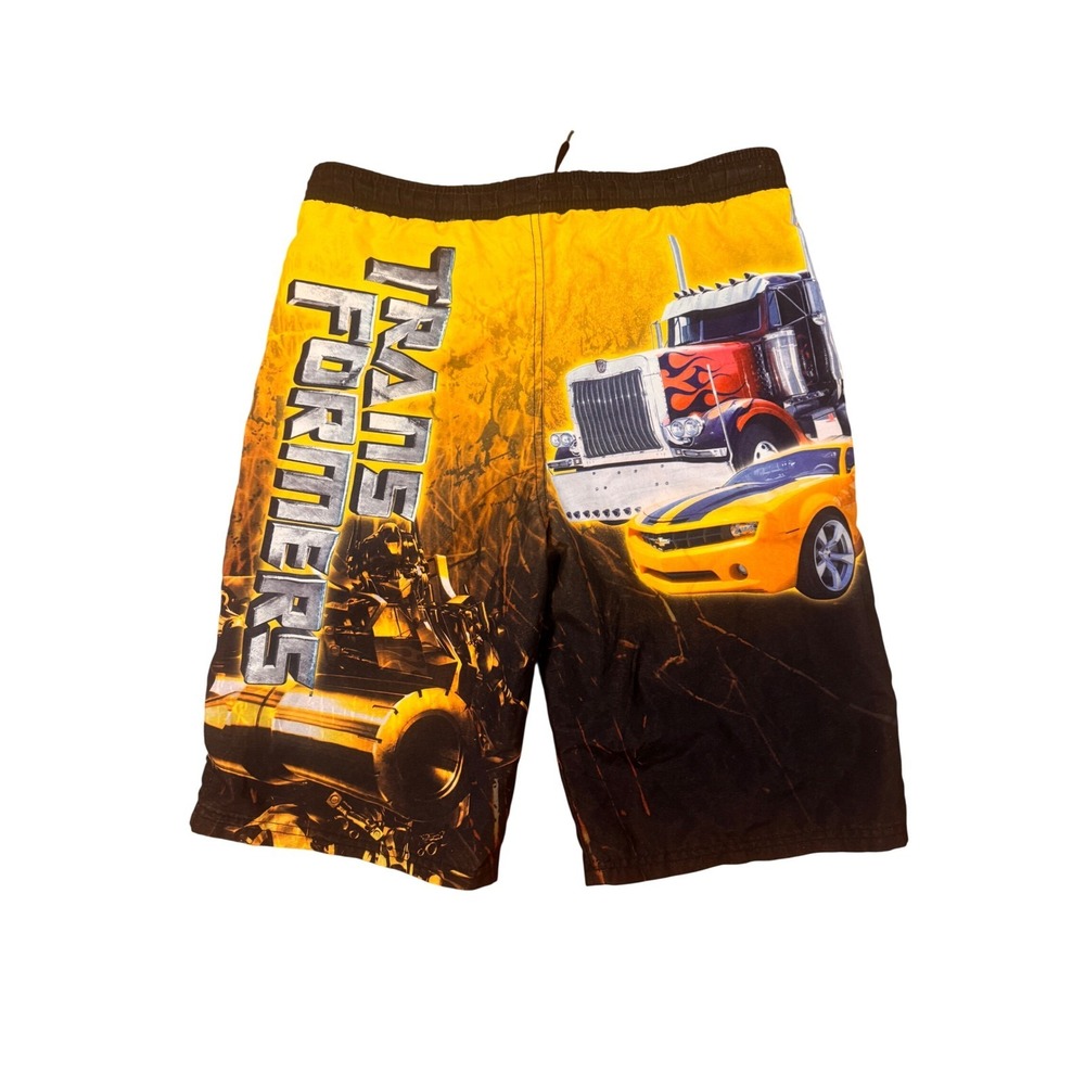 Transformers Boys Swim Trunks Size L 10/12‎ Optimus Prime Bumblebee Yellow Black